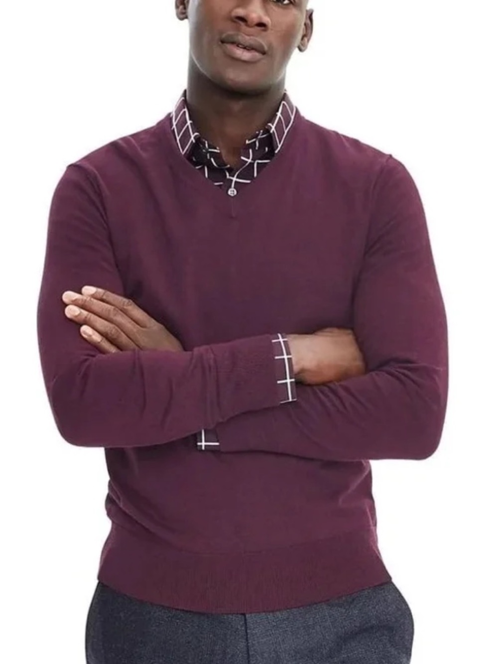 Men's V-Neck Cashmere Sweater Banana Republic Plum Wine